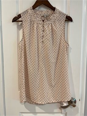 41 Hawthorn Pink Polka Dot Sleeveless Ruffle Neck Camisole
